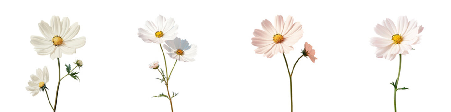 Fototapeta Mexican Aster a solitary white flower contrasts against a transparent background