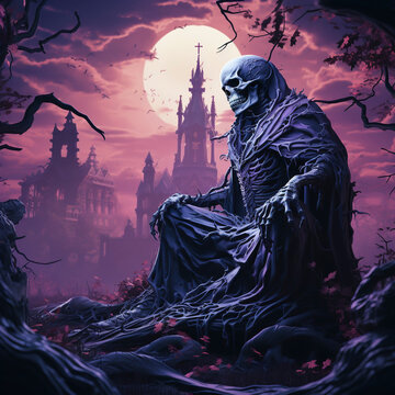 Male demon. Goth necromancer with horror bodyart