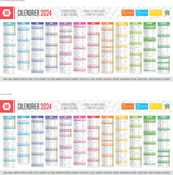 Calendrier 2024 - Fichier éditable Et Multi-calques