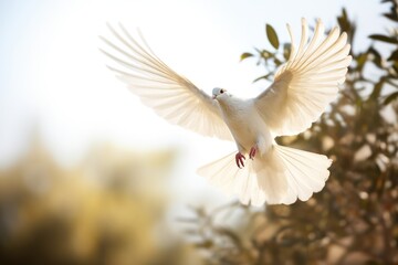 A majestic white bird soaring through the sky