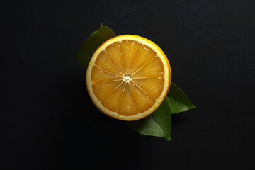 Fresh Citron Slice on Black Background.