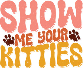 Funny Cat Lover Sublimation Design Graphics. Bold Colorful Wavy Graphics with Cat Paw Symbol makes a Template for Print on Demand Industry.