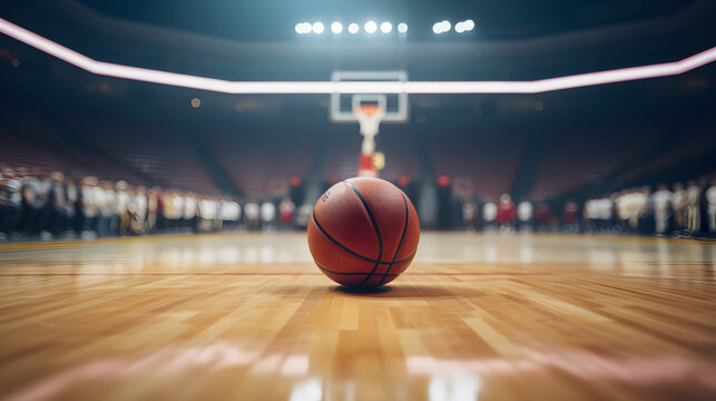 Basketball court with ball