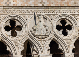 Venice. Italy - tracery from the Doge's Palace, one of Venice symbol