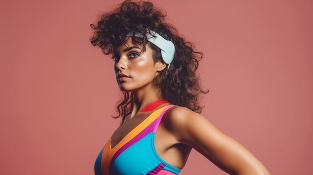 portrait of an 80s aerobics woman