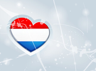 Netherlands Flag in the form of a 3D heart and abstract paint spots background - 642026843
