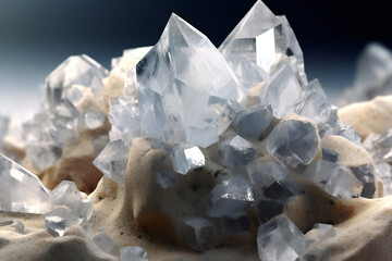 Crystal Clear Gemstone Cluster Jewelry Close-Up.