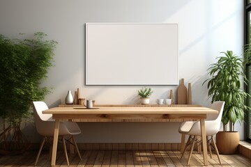 Elegant Workspace Highlighting Empty White Canvas in Light Decor
