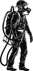 Fireman icon, Fireman Silhouette, Vector illustration, SVG