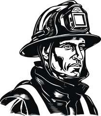 Fireman Head, Fireman Silhouette, Vector illustration, SVG - obrazy, fototapety, plakaty