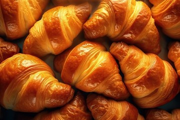 Fresh Croissants - Crispy Delights on Baking Sheet