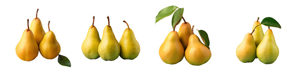 Three pears transparent background