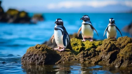 Foto op Plexiglas Wildlife of South America: Galapagos Penguins on Marin Island, Ecuador © AIGen