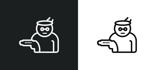 hitman icon isolated in white and black colors. hitman outline vector icon from cinema collection for web, mobile apps and ui.
