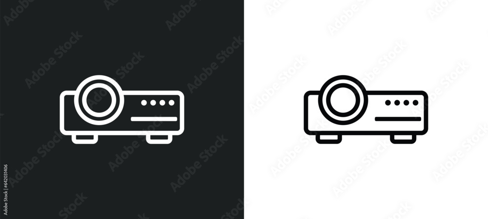Poster image projector icon isolated in white and black colors. image projector outline vector icon from ci
