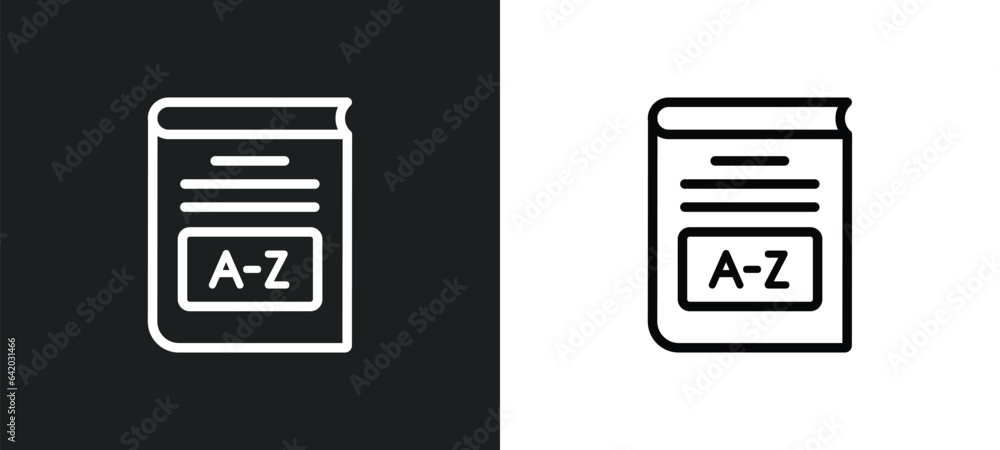 Poster dictionary icon isolated in white and black colors. dictionary outline vector icon from education co