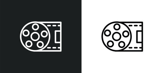 movie roll icon isolated in white and black colors. movie roll outline vector icon from cinema collection for web, mobile apps and ui.