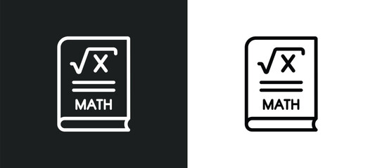 math book icon isolated in white and black colors. math book outline vector icon from education collection for web, mobile apps and ui.