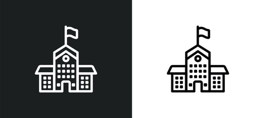Fototapeta premium school icon isolated in white and black colors. school outline vector icon from education collection for web, mobile apps and ui.