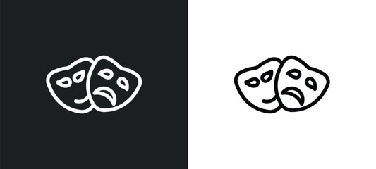 drama icon isolated in white and black colors. drama outline vector icon from education collection for web, mobile apps and ui. - obrazy, fototapety, plakaty