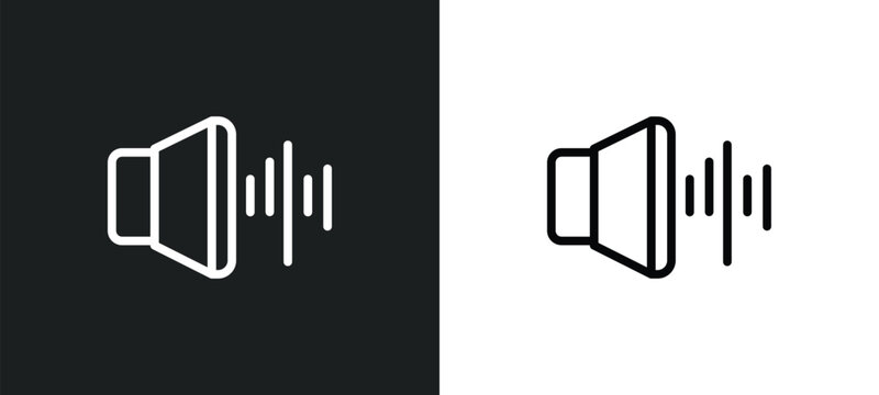 Naklejki sound effect icon isolated in white and black colors. sound effect outline vector icon from cinema collection for web, mobile apps and ui.