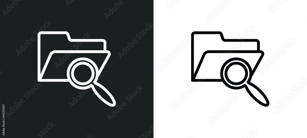 Poster searching files icon isolated in white and black colors. searching files outline vector icon from ed