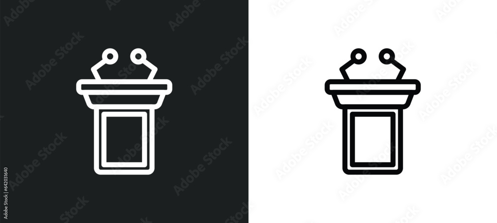 Aufkleber lectern icon isolated in white and black colors. lectern outline vector icon from education collecti