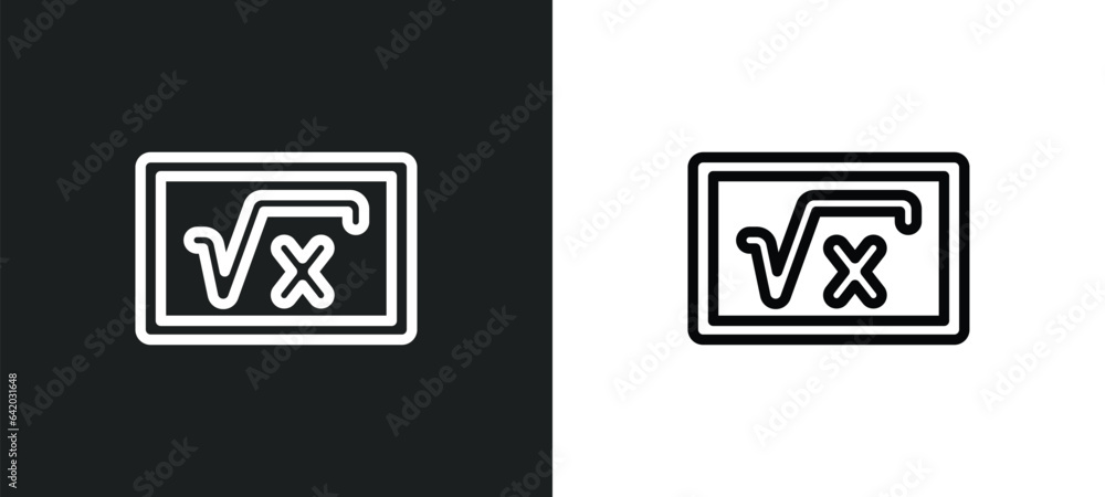 Poster square root icon isolated in white and black colors. square root outline vector icon from education 