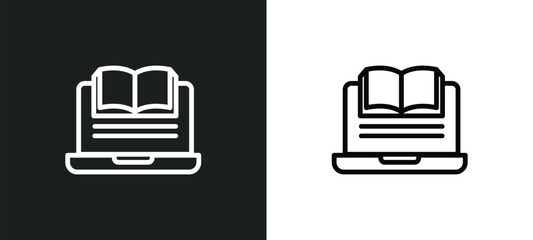 ebook icon isolated in white and black colors. ebook outline vector icon from education collection for web, mobile apps and ui.