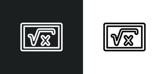 square root icon isolated in white and black colors. square root outline vector icon from education collection for web, mobile apps and ui.