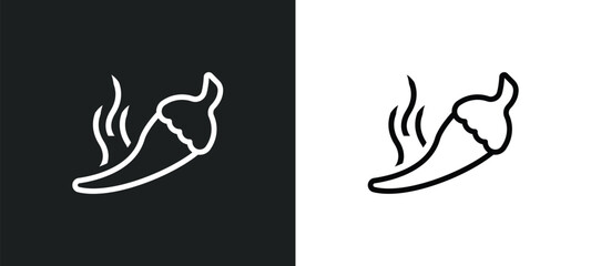 spicy food icon isolated in white and black colors. spicy food outline vector icon from food collection for web, mobile apps and ui. - obrazy, fototapety, plakaty