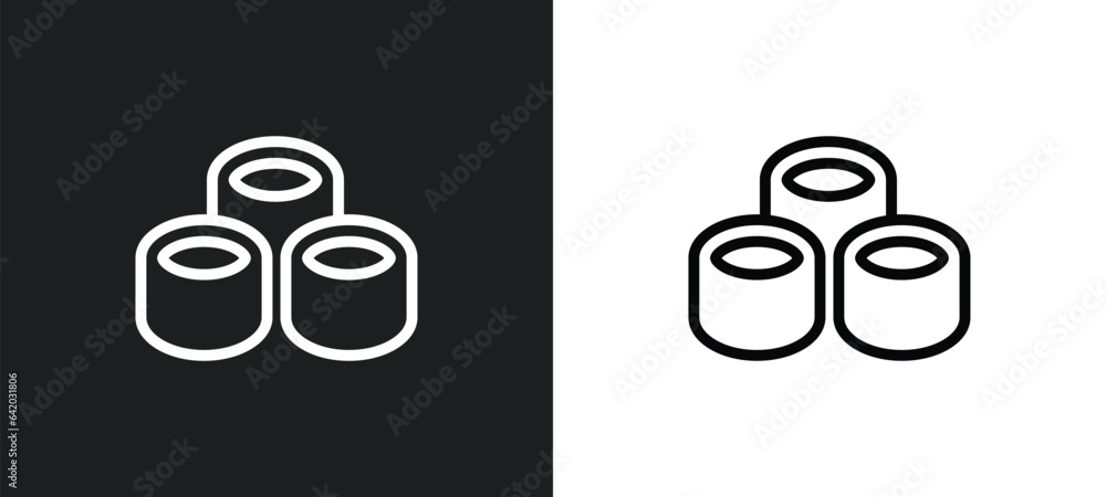 Poster sushi roll icon isolated in white and black colors. sushi roll outline vector icon from food collect