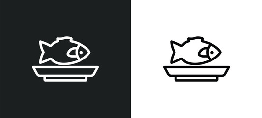 fish food icon isolated in white and black colors. fish food outline vector icon from food collection for web, mobile apps and ui.