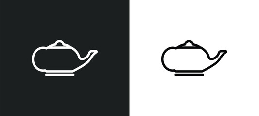japanese tea pot icon isolated in white and black colors. japanese tea pot outline vector icon from food collection for web, mobile apps and ui. - obrazy, fototapety, plakaty