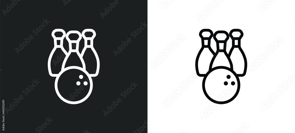Poster bowling icon isolated in white and black colors. bowling outline vector icon from free time collecti
