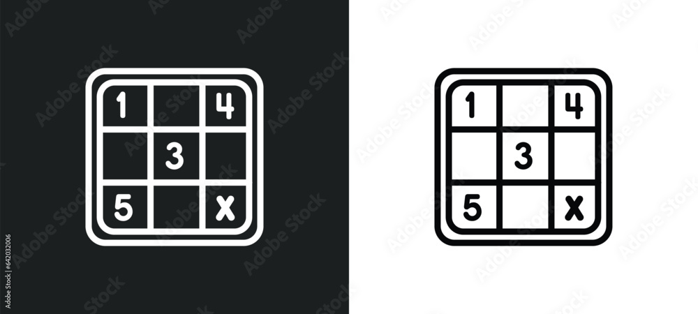 Poster sudoku icon isolated in white and black colors. sudoku outline vector icon from free time collection