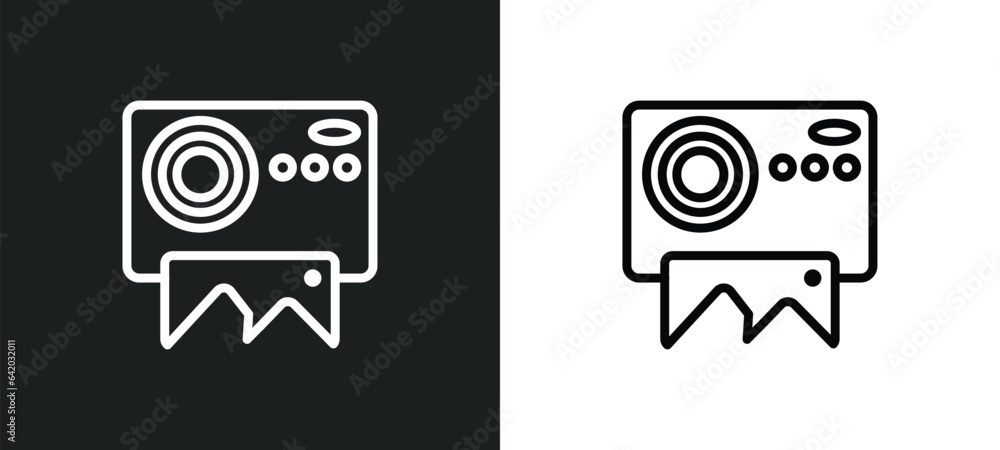 Aufkleber instant camera icon isolated in white and black colors. instant camera outline vector icon from free