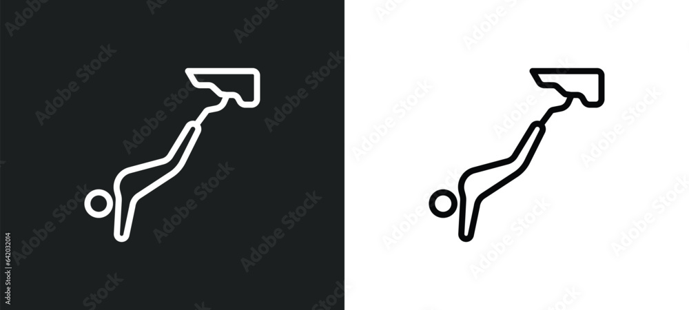 Poster bungee jumping icon isolated in white and black colors. bungee jumping outline vector icon from free