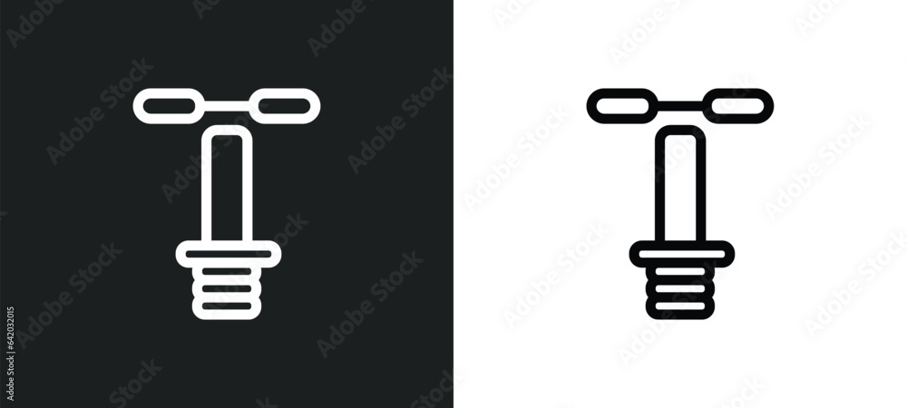 Poster pogo stick icon isolated in white and black colors. pogo stick outline vector icon from free time co