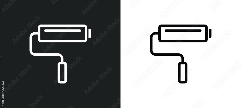 Poster roller icon isolated in white and black colors. roller outline vector icon from free time collection