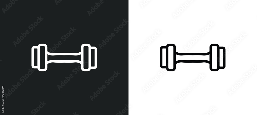 Poster dumbell icon isolated in white and black colors. dumbell outline vector icon from free time collecti