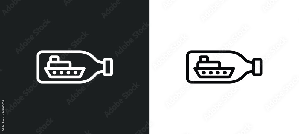 Aufkleber ship in a bottle icon isolated in white and black colors. ship in a bottle outline vector icon from 