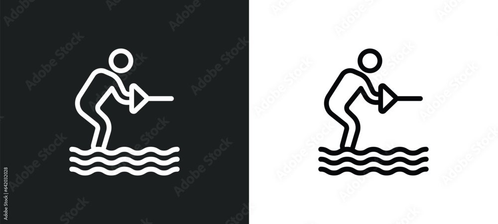 Aufkleber wakeboarding icon isolated in white and black colors. wakeboarding outline vector icon from free tim