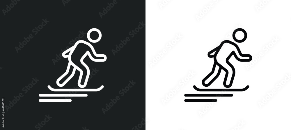 Poster snowboarding icon isolated in white and black colors. snowboarding outline vector icon from free tim
