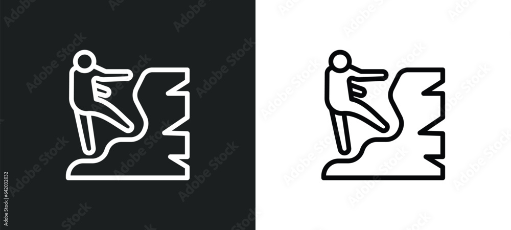 Poster climbing icon isolated in white and black colors. climbing outline vector icon from free time collec