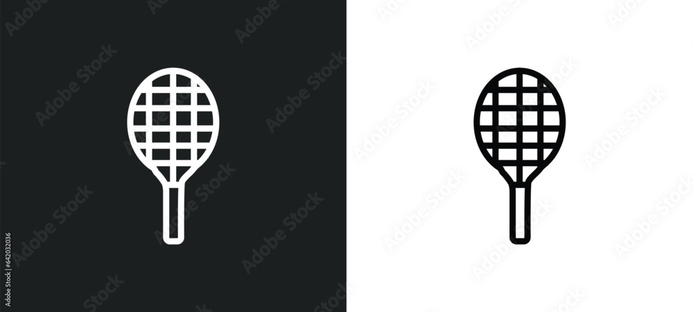 Poster tennis racket icon isolated in white and black colors. tennis racket outline vector icon from free t