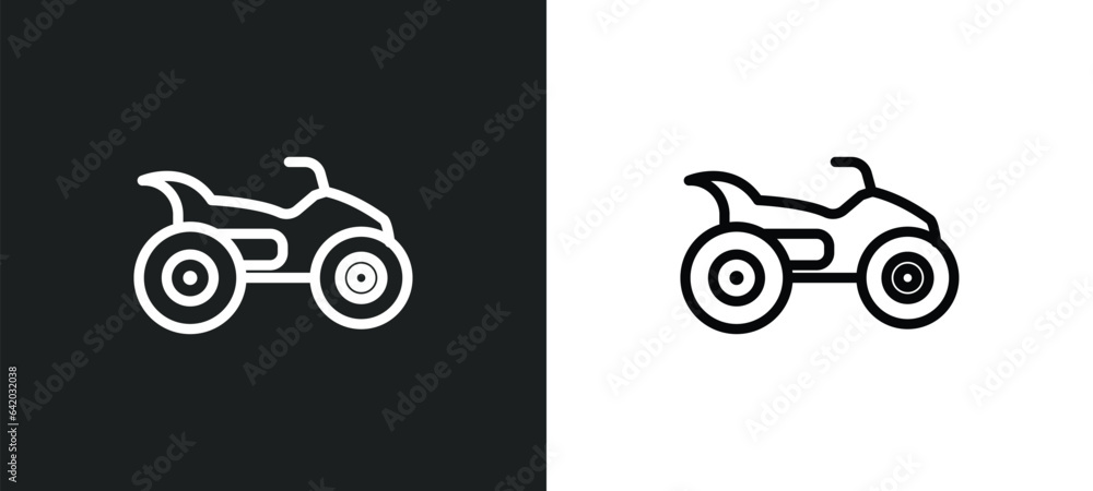 Poster quad icon isolated in white and black colors. quad outline vector icon from free time collection for