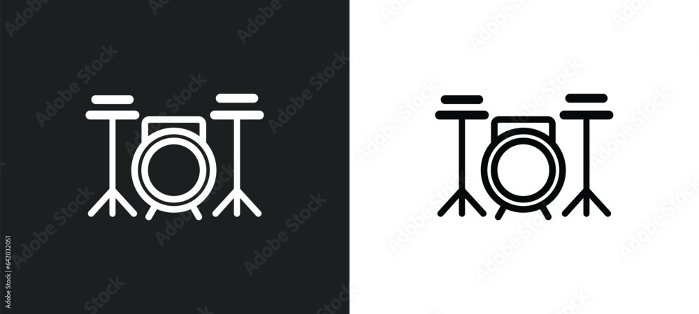 Poster drum icon isolated in white and black colors. drum outline vector icon from hobbies collection for w