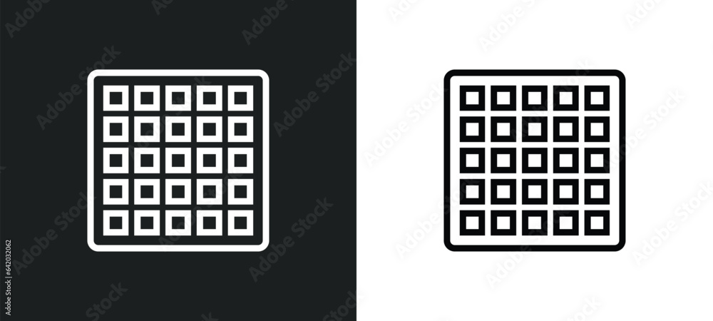 Poster chess board icon isolated in white and black colors. chess board outline vector icon from hobbies co