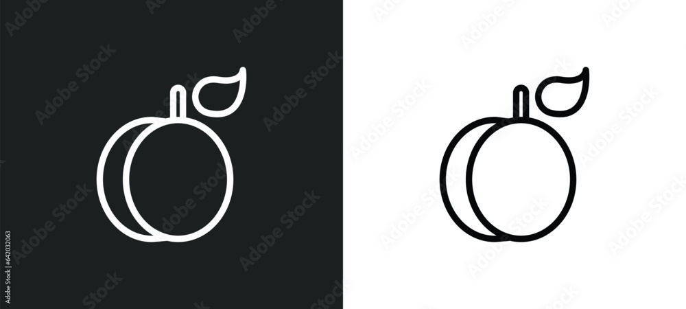 Poster apricot icon isolated in white and black colors. apricot outline vector icon from fruits and vegetab